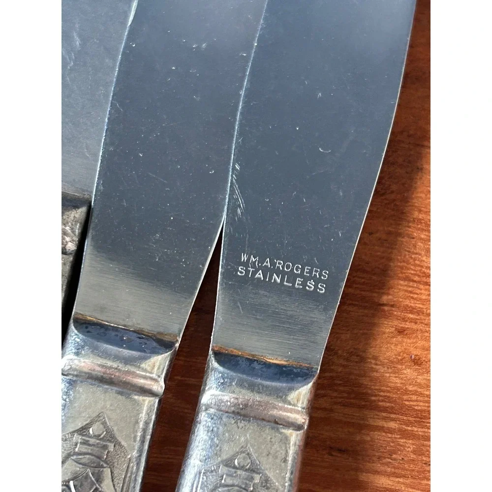 Vintage Mixed Pattern Stainless Dinner Knives Lot Wm A Rogers Aurora 20 pcs